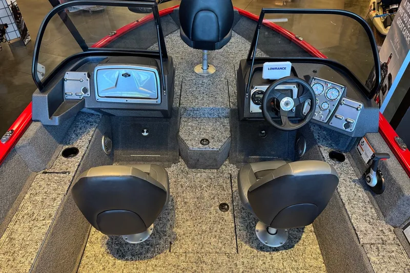 Slide: The Image of 2026 Tracker Pro Guide V-175 WT boat interior with dual seats and control panel. - 10