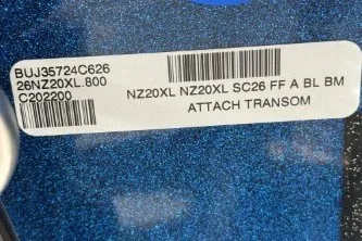 Slide: The Image of Barcode label on a 2026 Nitro Z20 XL boat transom. - 8
