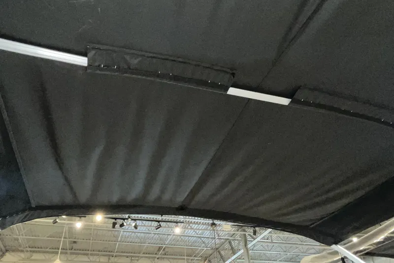 Slide: The Image of Black canopy of 2026 Sun Tracker Party Barge 20 DLX pontoon boat. - 30