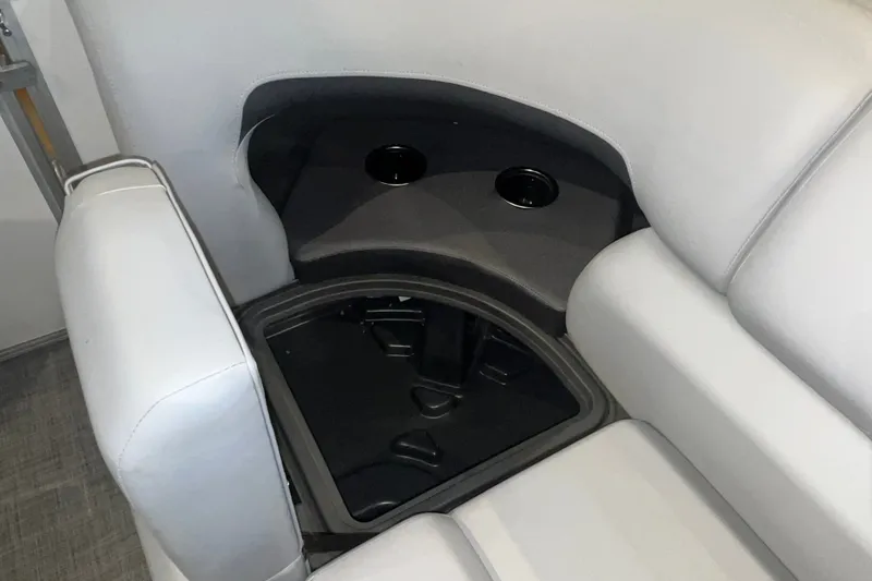 Slide: The Image of Interior seating and storage of 2026 Sun Tracker Party Barge 20 DLX pontoon boat. - 29