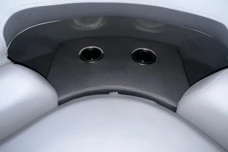 Slide: The Image of 2026 Sun Tracker Party Barge 20 DLX interior with dual cup holders. - 22