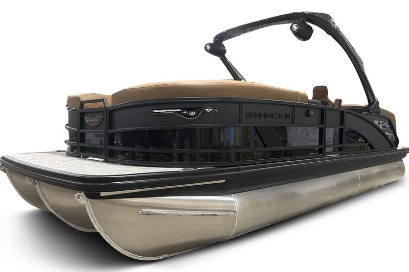 Slide: The Image of 2026 Bennington 24 MFBA pontoon boat with sleek design and luxurious seating. - 3