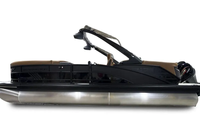 Slide: The Image of 2026 Bennington 24 MFBA pontoon boat, sleek black design, modern features. - 4