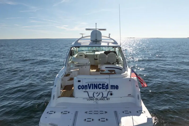 Slide: The Image of 2010 Sea Ray 500 Sundancer yacht on open water, Long Island, NY. - 40