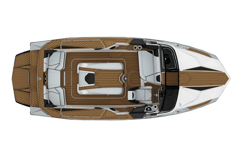Slide: The Image of Manufacturer Provided Image: 2024 Nautique Ski boat, top view, showcasing sleek design and spacious interior. - 17