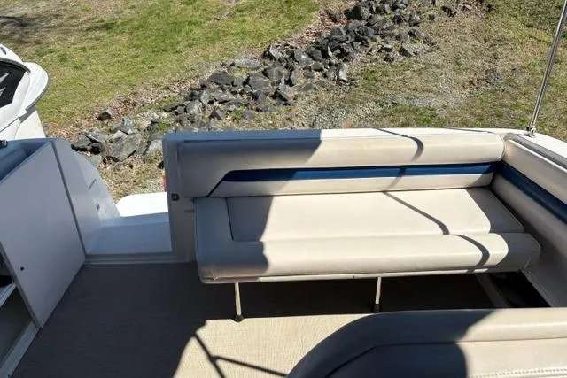 Slide: The Image of Cockpit of 2000 Chaparral Signature 270 boat with steering wheel and instrument panel. - 13