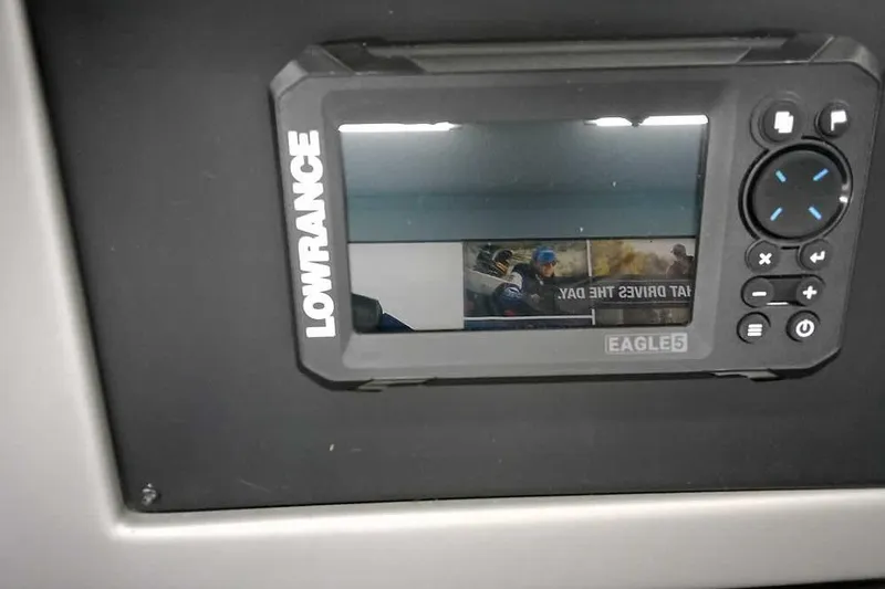 Slide: The Image of Lowrance Eagle5 display on 2026 Ranger 1880MS A Pack Equipped boat dashboard. - 21