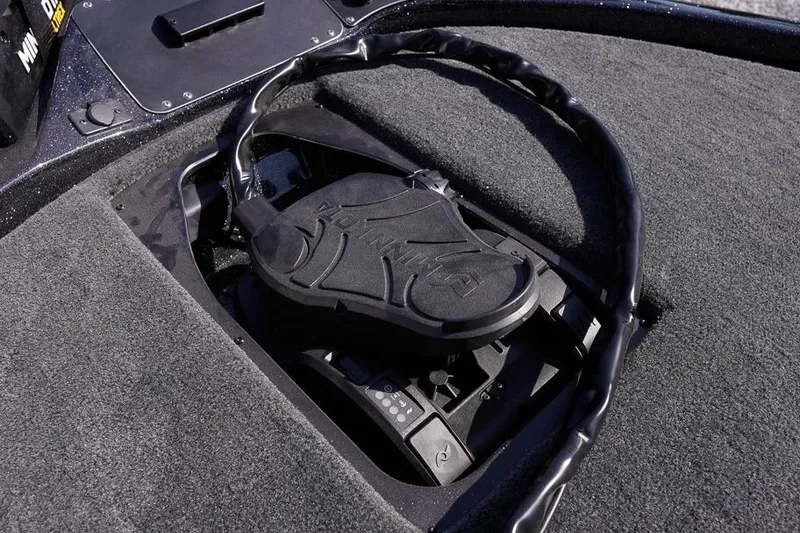 Slide: The Image of Foot pedal control on 2026 Skeeter ZX200 boat deck, featuring Minn Kota branding. - 13