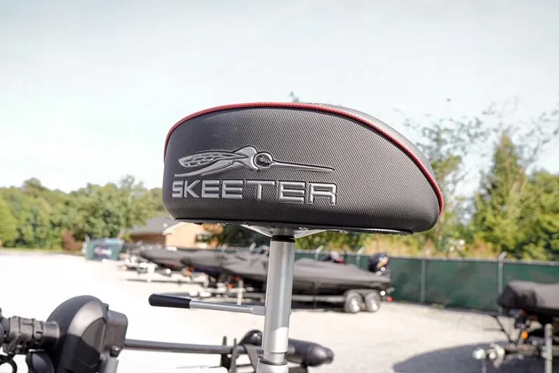 Slide: The Image of Skeeter ZX200 boat seat, 2026 model, in an outdoor setting. - 33
