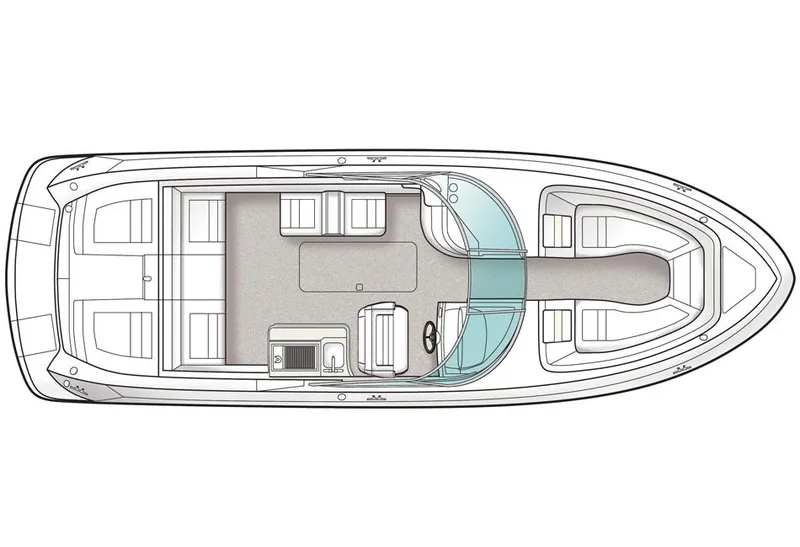 Slide: The Image of Manufacturer Provided Image: 2015 Sea Ray 300 SLX boat interior with tan leather seating and ocean view. - 11
