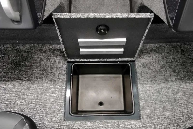 Slide: The Image of 2026 Ranger VX1888 WT boat storage compartment with open lid, showcasing interior space. - 20