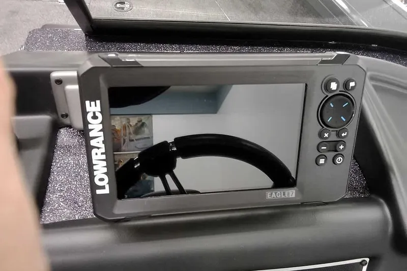 Slide: The Image of Lowrance Eagle7 fishfinder on 2026 Ranger VX1888 WT dashboard. - 23