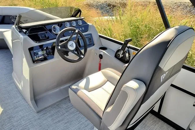 Slide: The Image of Modern Viaggio V22U boat cockpit with steering wheel and controls, 2026 model. - 4