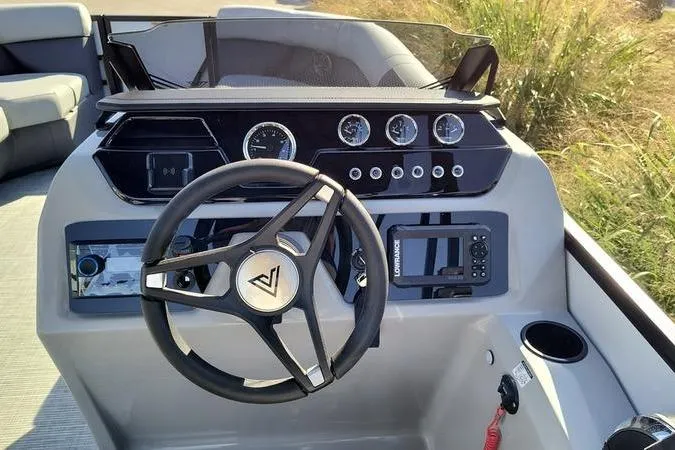 Slide: The Image of Cockpit of 2026 Viaggio V22U boat with steering wheel and control panel. - 6