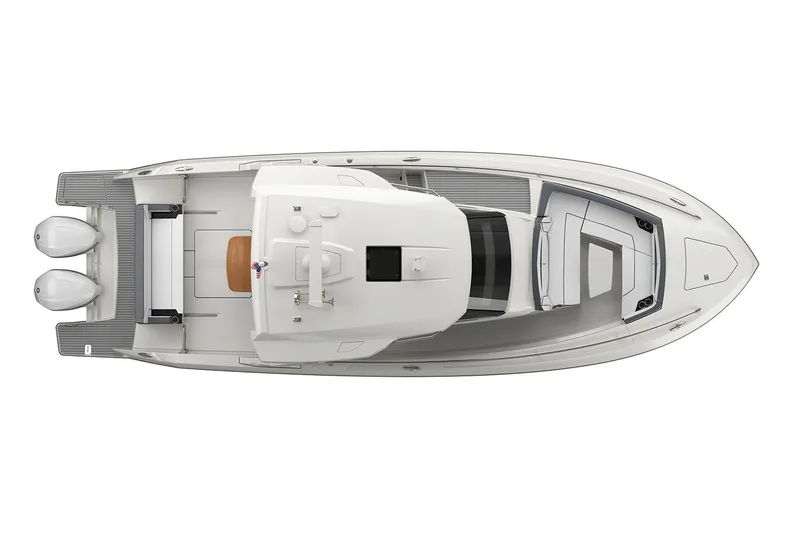 Slide: The Image of Manufacturer Provided Image: Top view of 2021 Tiara Sport 34 LS boat with dual outboard engines. - 16