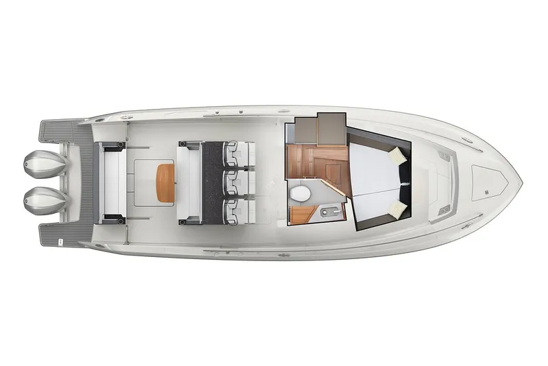 Slide: The Image of Manufacturer Provided Image: Top view of 2021 Tiara Sport 34 LS boat layout with twin engines. - 72