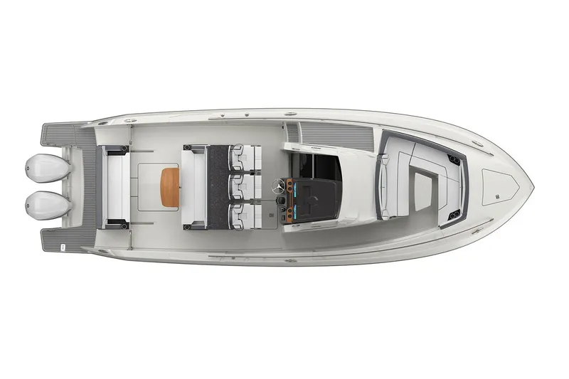 Slide: The Image of Manufacturer Provided Image: Top view of 2021 Tiara Sport 34 LS boat layout with twin engines. - 74