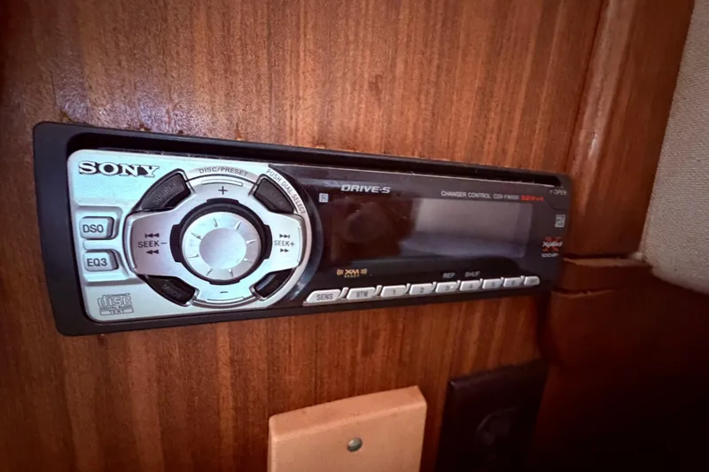 Slide: The Image of Sony stereo system in 1987 Sea Ray 340 Sedan Bridge boat interior. - 46