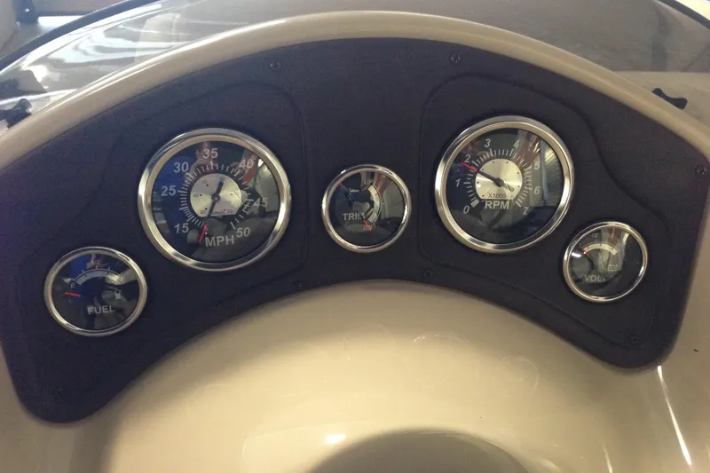 Slide: The Image of Dashboard of a 2016 Misty Harbor 2285 Biscayne Bay RL boat with gauges. - 13