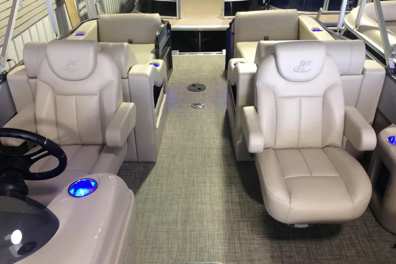 Slide: The Image of 2016 Misty Harbor 2285 Biscayne Bay RL interior with plush seating and modern design. - 25