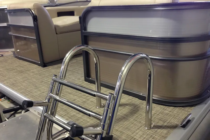 Slide: The Image of 2016 Misty Harbor 2285 Biscayne Bay RL pontoon boat interior with ladder. - 29