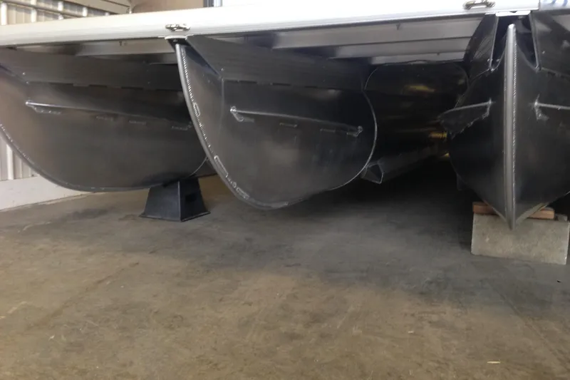 Slide: The Image of Underneath view of a 2016 Misty Harbor 2285 Biscayne Bay RL pontoon boat. - 8