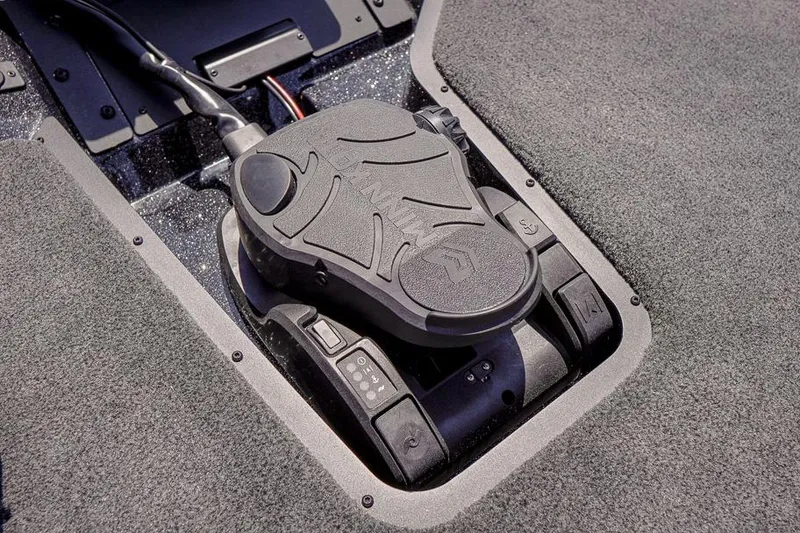 Slide: The Image of Foot pedal control on 2026 Skeeter ZXR20 SE boat deck. - 45