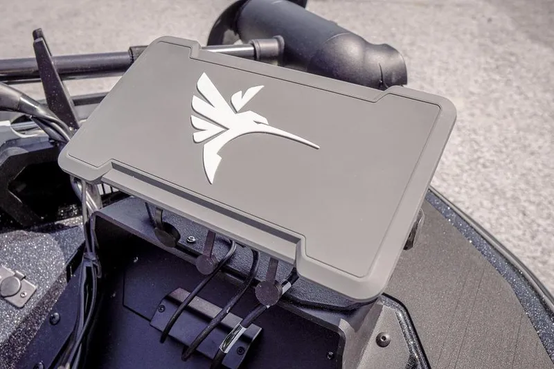 Slide: The Image of 2026 Skeeter ZXR20 SE boat console with sleek design and logo detail. - 47