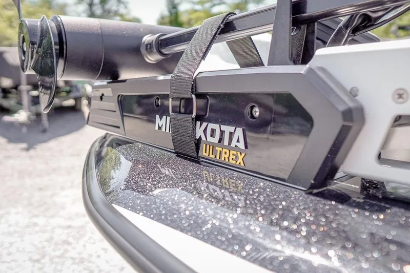 Slide: The Image of Close-up of Minn Kota Ultrex motor on 2026 Skeeter ZXR20 SE boat. - 53