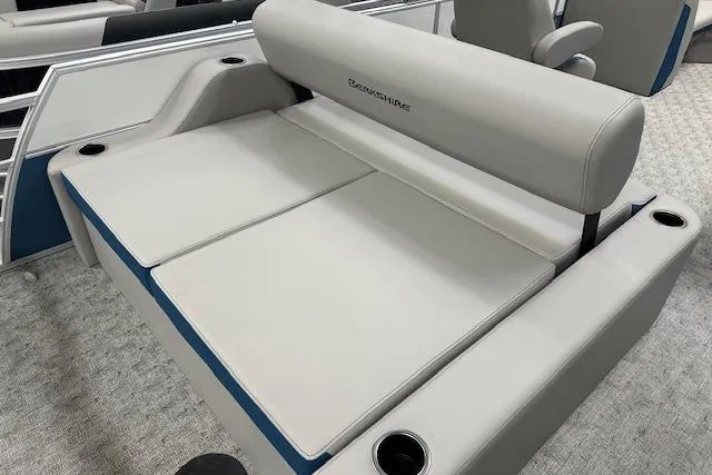 Slide: The Image of Luxurious seating on 2025 Berkshire 24UL LE B pontoon boat with cup holders. - 11