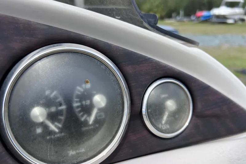 Slide: The Image of Close-up of 2018 Berkshire 25 STS Tri Toon dashboard gauges. - 25