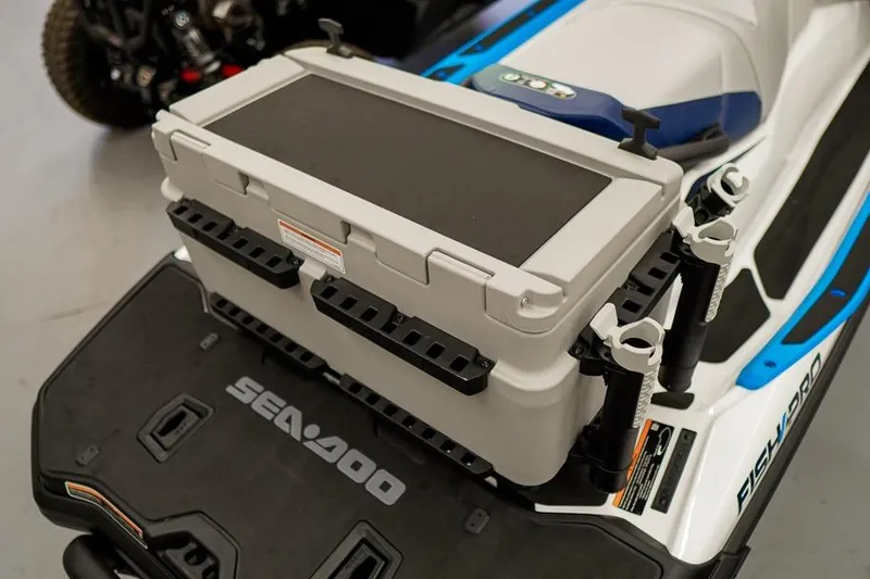 Slide: The Image of 2026 Sea-Doo FishPro Sport 170 with fishing gear storage and rod holders. - 11