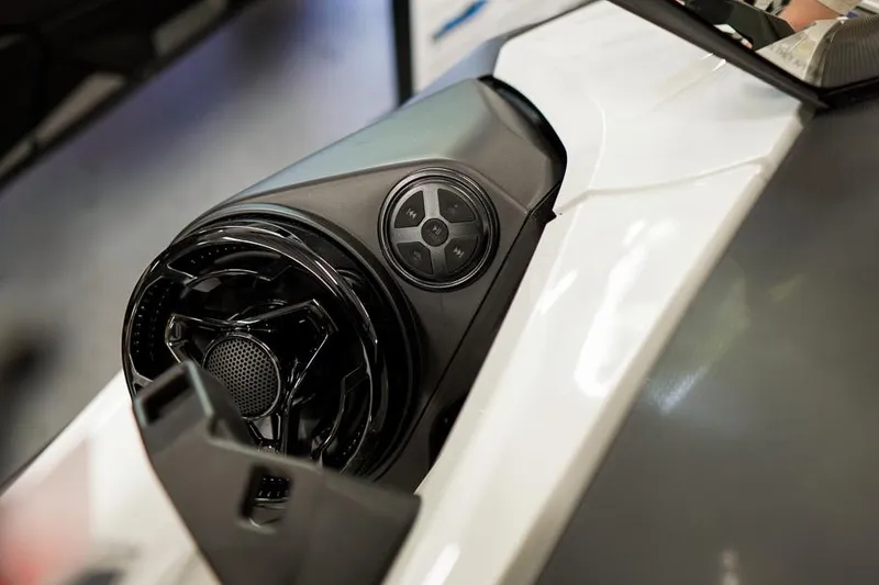 Slide: The Image of 2026 Sea-Doo FishPro Sport 170 dashboard with speaker and control panel. - 17