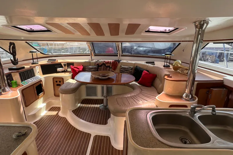 Slide: The Image of Luxurious interior of 2009 Africat Marine 420 yacht with plush seating and modern amenities. - 16
