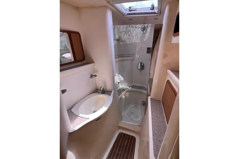 Slide: The Image of Luxurious bathroom interior of 2009 Africat Marine 420 yacht with shower and sink. - 29