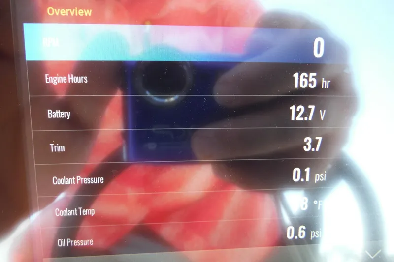 Slide: The Image of 2023 Lake & Bay 21 Boca Grande boat deck with shadow on textured surface. - 15