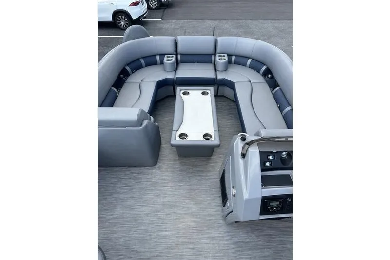 Slide: The Image of Dashboard of a 2022 Bennington LPD boat with gauges and controls. - 19