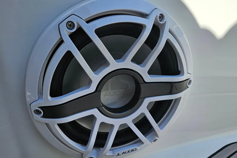 Slide: The Image of Close-up of JL Audio speaker on 2017 Monterey 238SS Super Sport boat. - 20