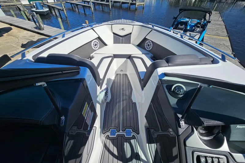 Slide: The Image of 2017 Monterey 238SS Super Sport boat interior with sleek seating and modern design. - 7