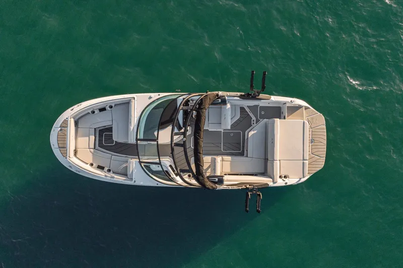 The Image of Aerial view of 2026 Sea Ray SDX 230 Surf on water. - 0