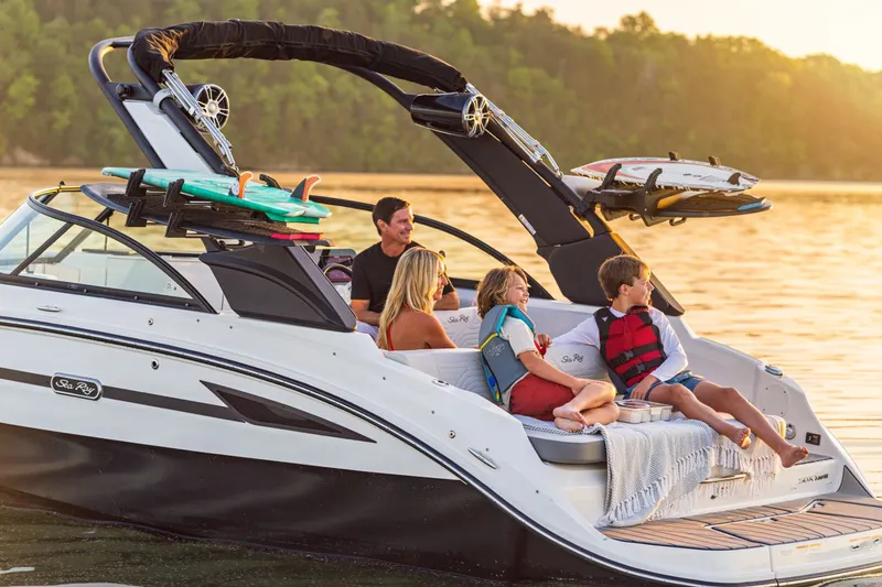 Slide: The Image of Family enjoying boat ride on Sea Ray SDX 230 Surf, 2026 model. - 3