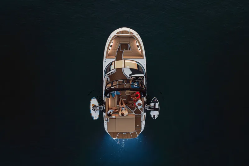 Slide: The Image of Aerial view of Sea Ray SDX 250 Surf boat, 2026 model. - 14