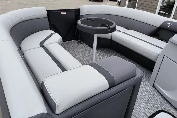 Slide: The Image of Luxurious 2026 Viaggio x22u boat interior with plush seating and a central table. - 11