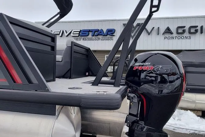 Slide: The Image of Pontoon boat Viaggio x22u 2026 with Mercury Pro XS engine at Five Star Marina. - 5