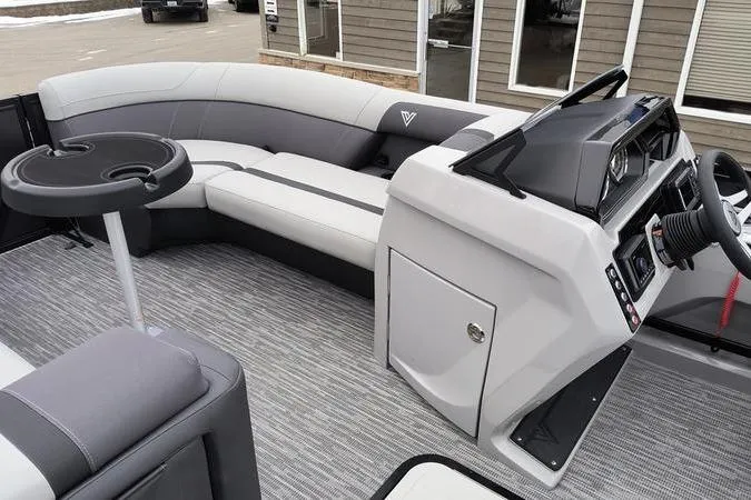 Slide: The Image of Modern Viaggio x22u 2026 boat interior with sleek seating and control panel. - 6