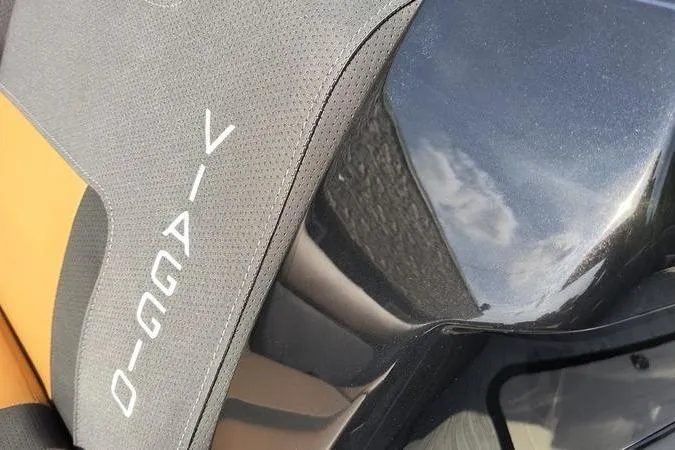 Slide: The Image of Close-up of Viaggio X22S 2026 motorcycle seat and tank. - 20