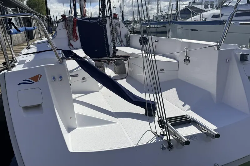Slide: The Image of 2016 Catalina 275 Sport sailboat cockpit view at the marina. - 14