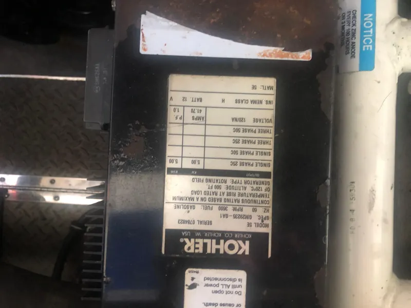 Slide: The Image of Kohler generator label on a 2004 Formula 330 Sun Sport boat. - 42