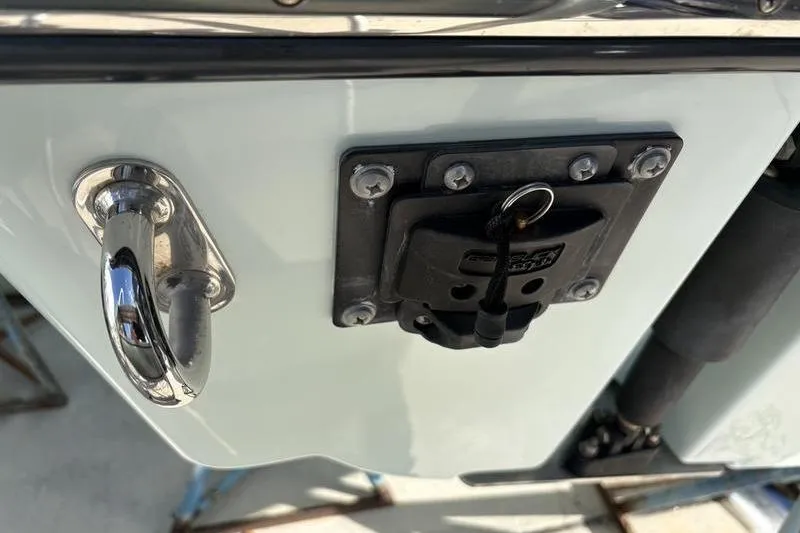 Slide: The Image of Close-up of a boat component, Stuart 27 model 2024. - 25