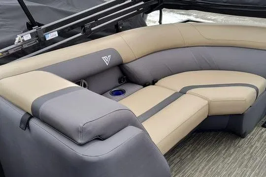 Slide: The Image of Luxurious Viaggio x22u 2026 boat seating in beige and gray. - 12